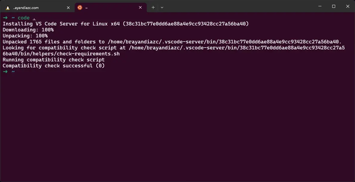 VS Code conectado a WSL