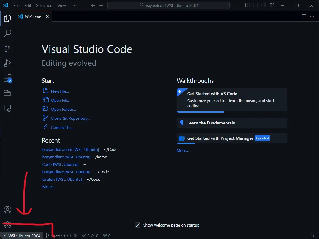 VS Code en modo WSL